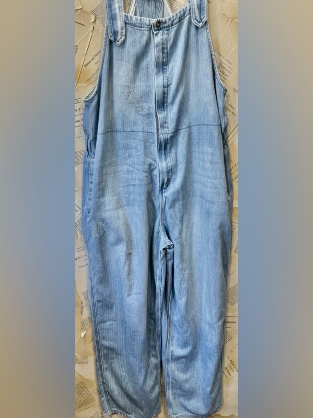 Denim Sleeveless Jumpsuit with Wide-Leg Cut Free People Hunter Overall - Picture 7 of 7
